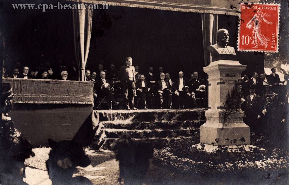 Besançon - Inauguration par M. Grosjean, de la statue Henri Bouchot (1849-1906), à Battant, le 4 août 1907. Oeuvre du sculpteur Armand Bloch (1866-1932)
